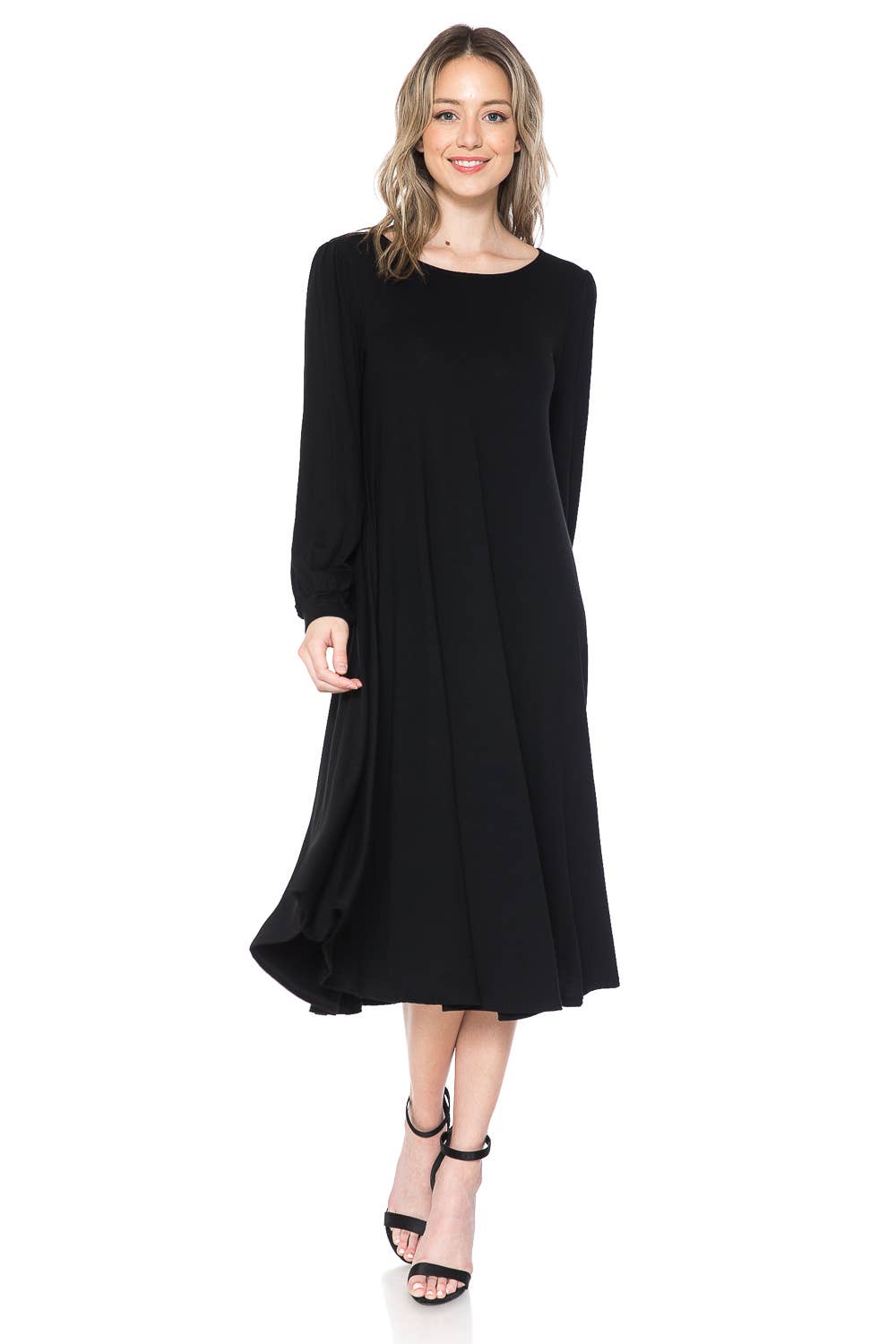 Bishop Sleeve Midi Dress: EGGPLANT / XL