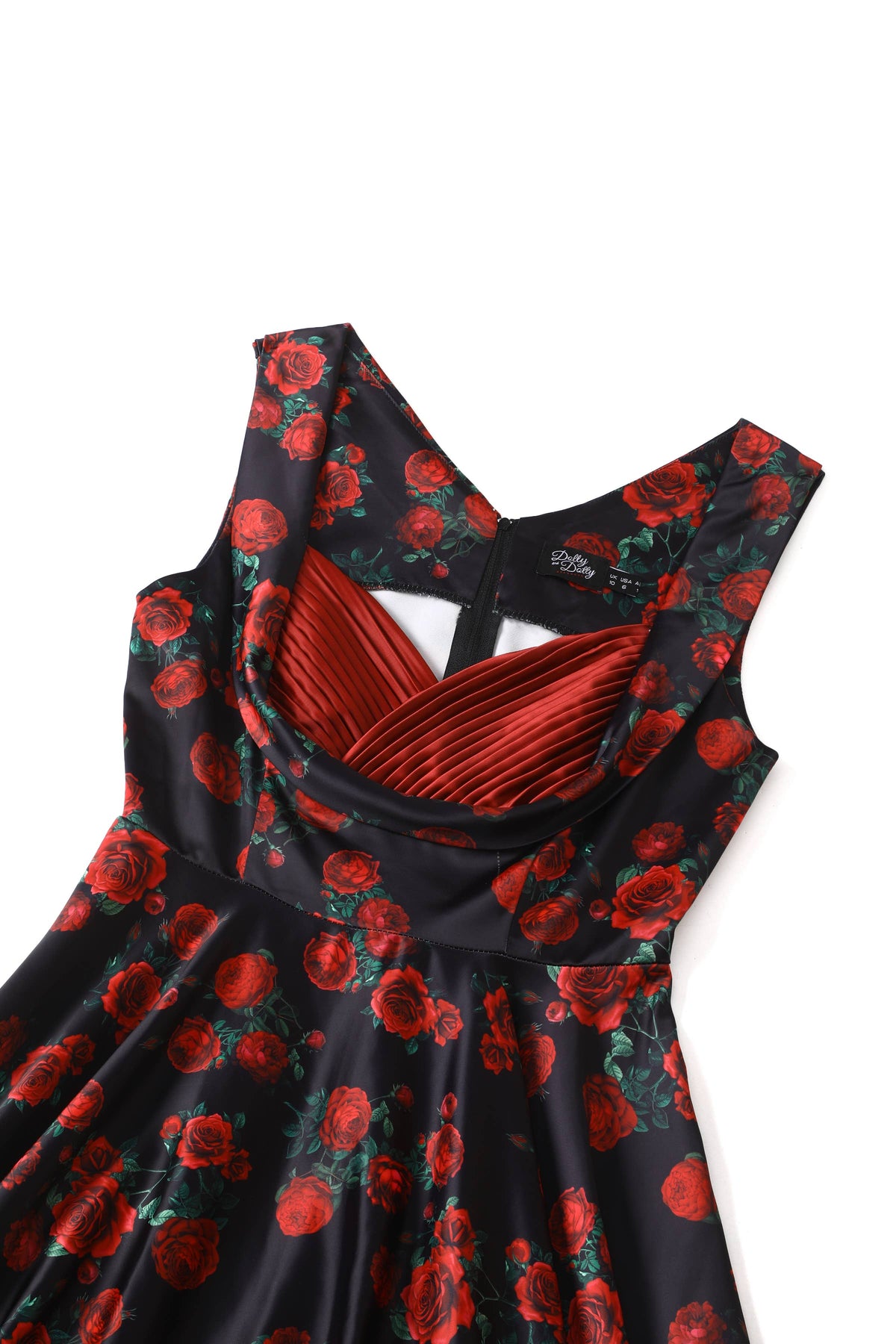 Grace Vintage Style Jive Dress In Black Red Rose
