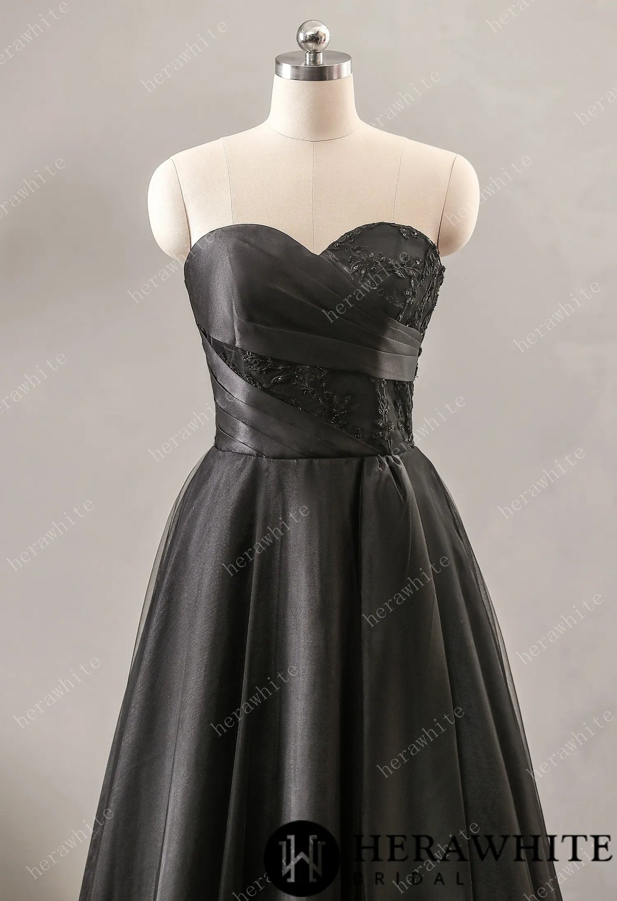 Black Strapless Wedding Dress with Sweetheart Neckline