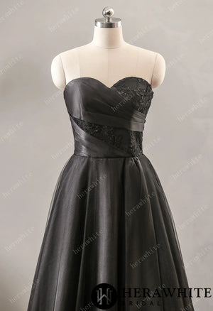 Black Strapless Wedding Dress with Sweetheart Neckline