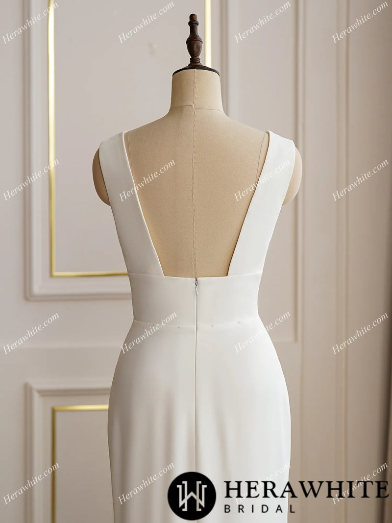 Crepe Wedding Dress WIth Detachable Train