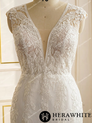 Fit and Flare &Trumpet Plunging Neckline Wedding Dress