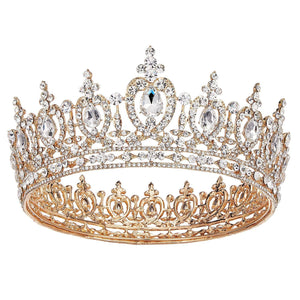 Baroque Queen Crown for Women Wedding Tiara for Bride Gold