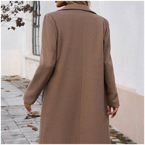 Solid Color Mid-Length Lapel Cardigan Coat