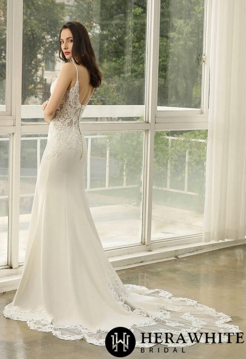 Graceful Illusion Lace Fit and Flare Wedding Dress