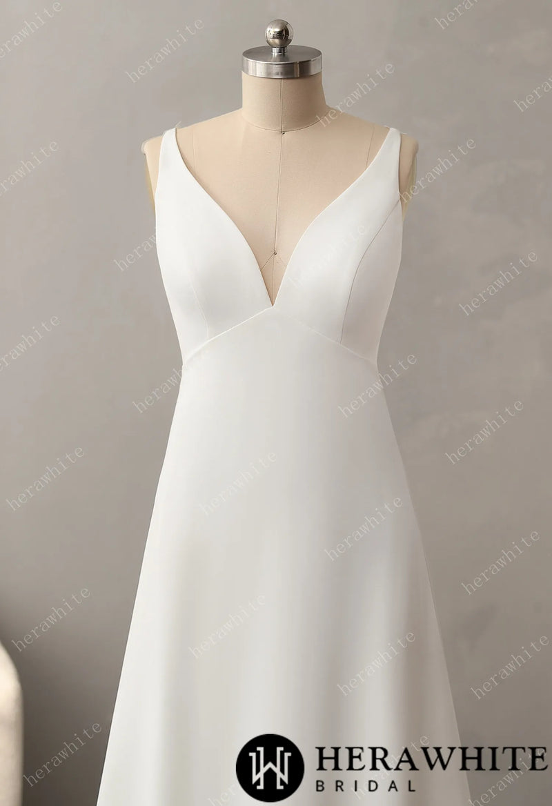 Empire Waist Crepe A-line Dress with Illusion Back