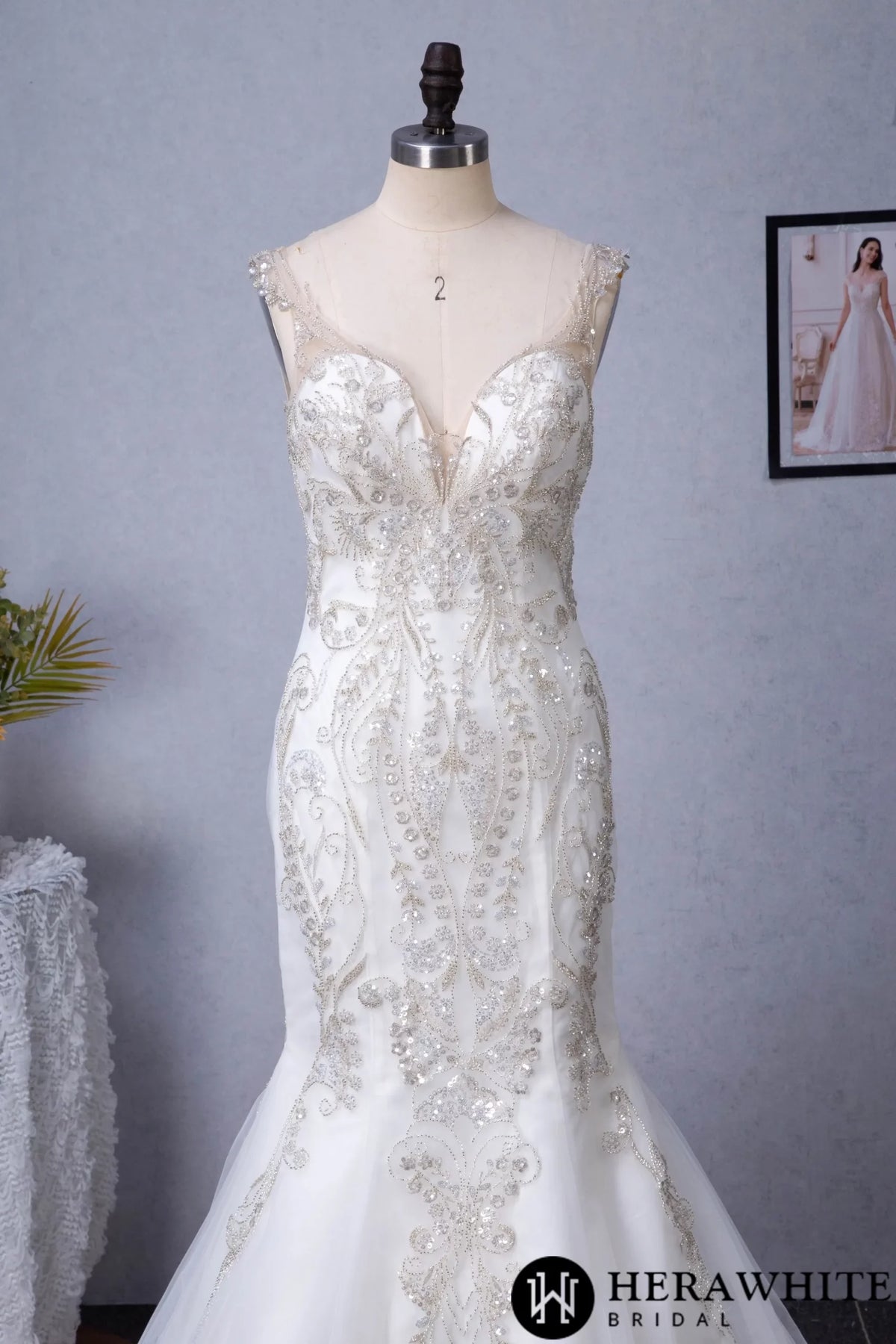 Mermaid Embroidered Heavy Beaded Wedding Dress