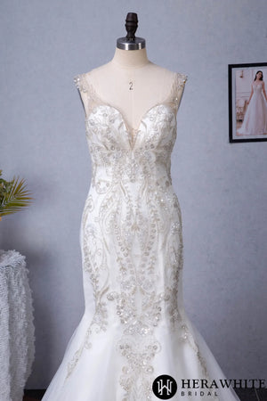 Mermaid Embroidered Heavy Beaded Wedding Dress