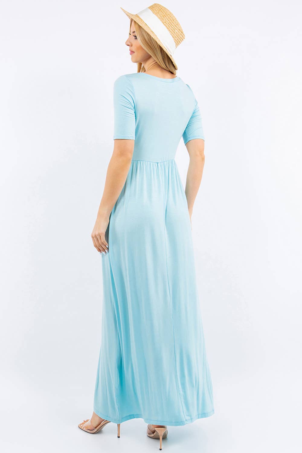 PLUS SIZE MODEST MAXI DRESS WITH POCKETS -CD23411T-PL