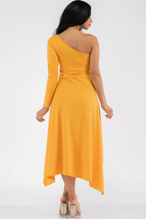 HH597R-SOL - One Shoulder High Low Maxi Dress