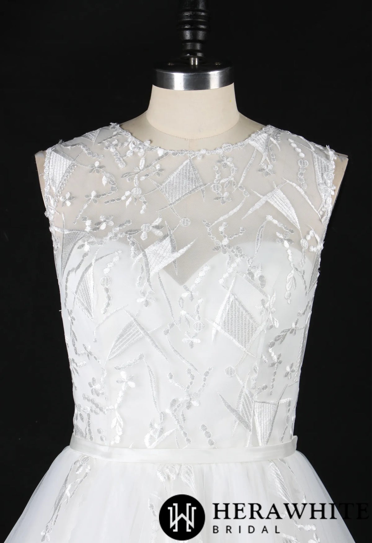 Designer Geometric Lace Appliques Bridal Ballgown