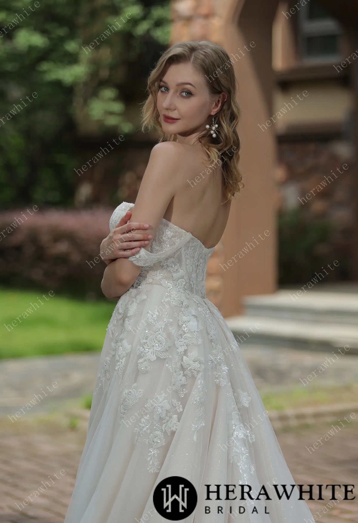 Tulle Off-The-Shoulder Sweetheart Lace Ballgown With Slit