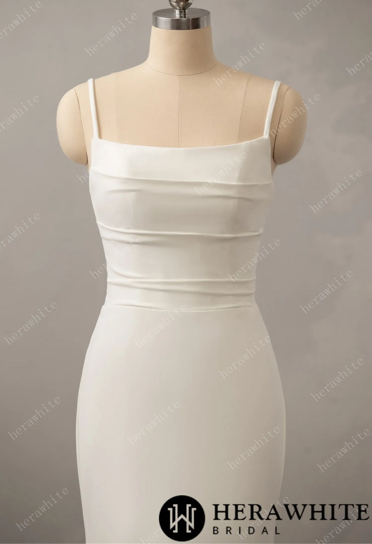 Classic Crepe Fit and Flare with Square Neckline  Wedding Dress