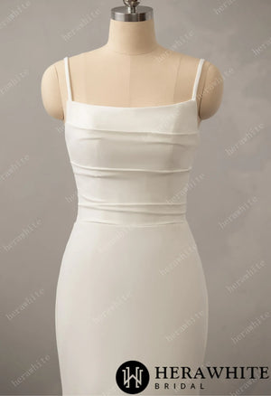 Classic Crepe Fit and Flare with Square Neckline  Wedding Dress