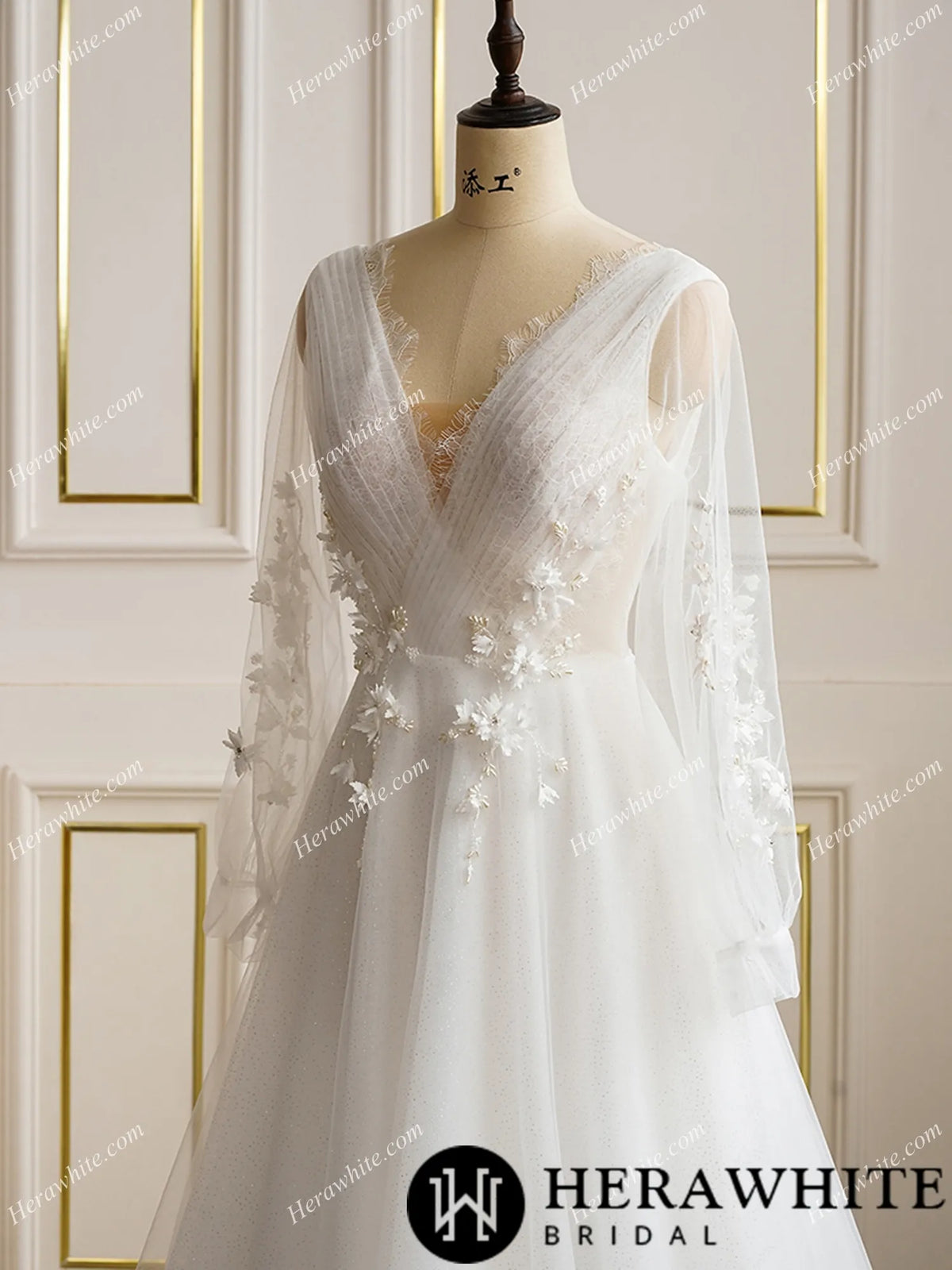 Romantic 3D Flowers with Beading Wedding Dress