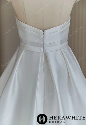 Unique A Line Mikado Sweetheart Wedding Dress with Ruching