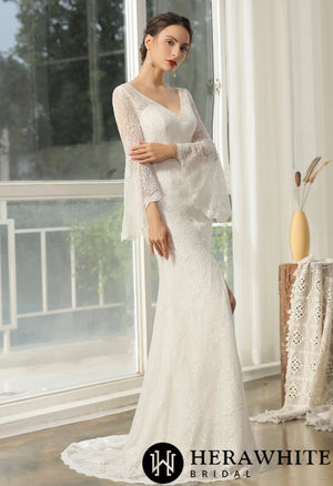 Designer Lace High Split Bridal Gown