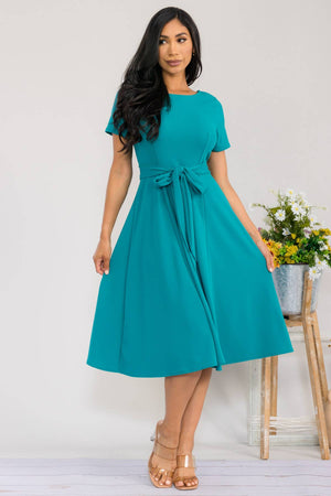 HH726R-SLCAP - Self Tie Cap Sleeve Dress