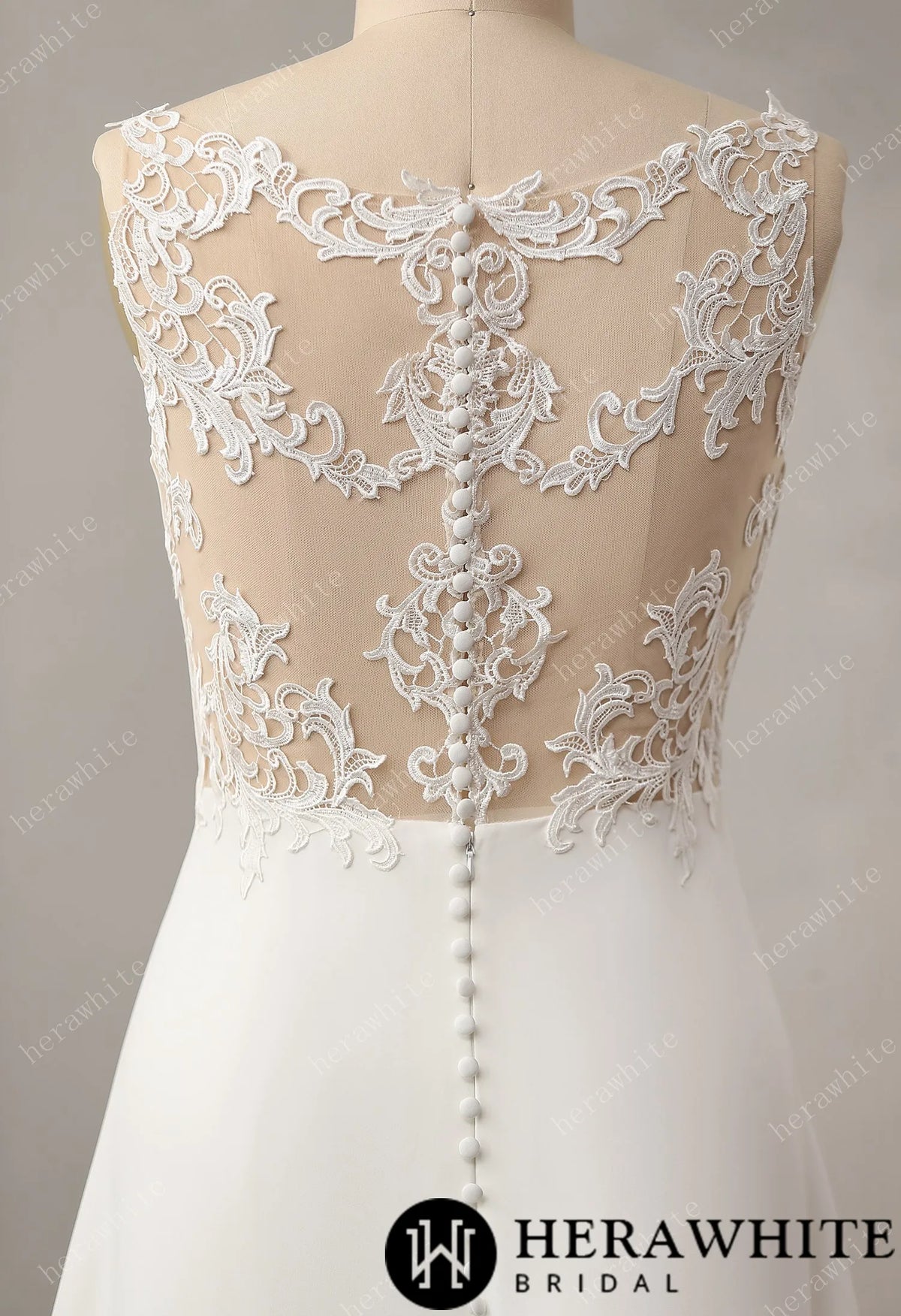 Empire Waist Crepe A-line Dress with Illusion Back