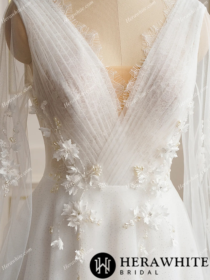 Romantic 3D Flowers with Beading Wedding Dress