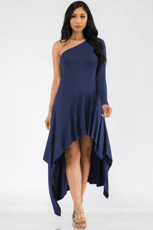 HH597R-SOL - One Shoulder High Low Maxi Dress