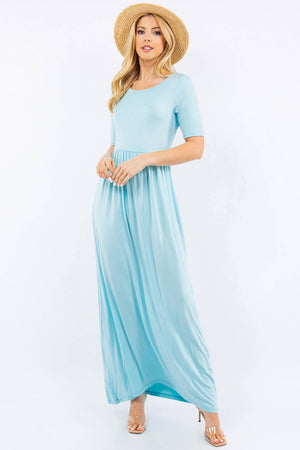 PLUS SIZE MODEST MAXI DRESS WITH POCKETS -CD23411T-PL