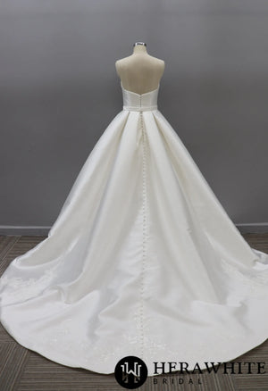 Modern Strapless Mikado Ballgown With Illusion Plunge