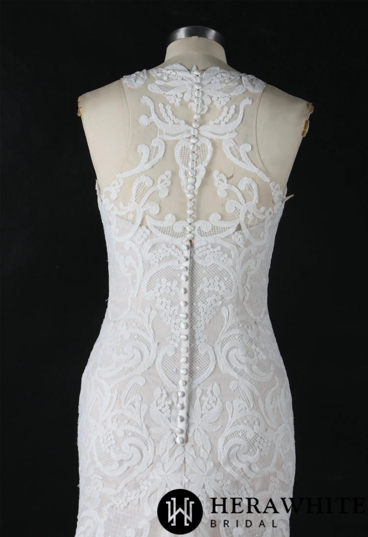 Bateau Illusion Lace Mermaid Wedding Dress