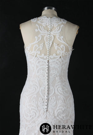 Bateau Illusion Lace Mermaid Wedding Dress