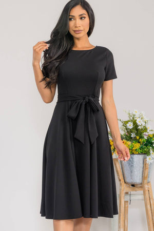HH726R-SLCAP - Self Tie Cap Sleeve Dress