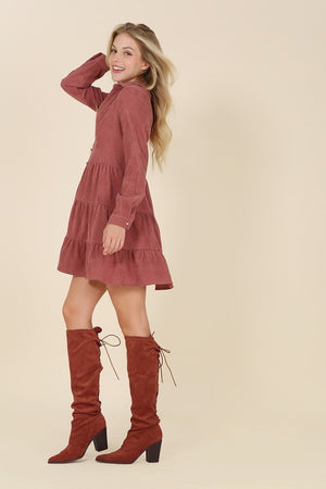 Corduroy tiered dress