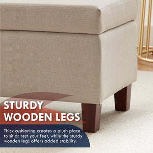 Hamilton Long Bench Storage Ottoman with Easy Lift Hinge Lid
