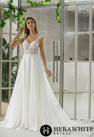 Sleeveless Illusion Lace Organza Wedding Dress