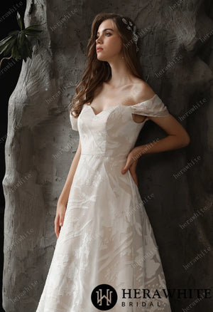 Allover Lace A-Line Wedding Dress with Off the shoulder Straps