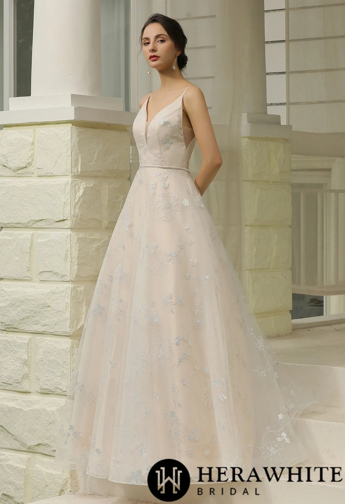 Glitter Patterned  Wholesale  Wedding Dress Bridal Gown