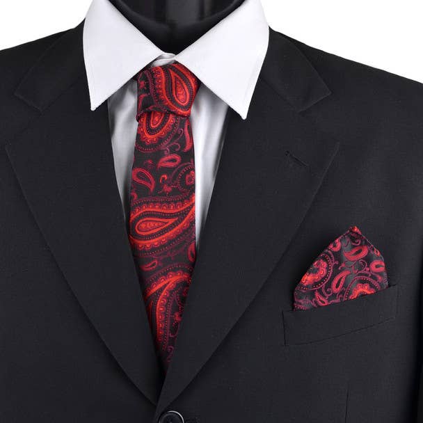 Paisley & Solid Tie with Matching Hanky Box Set