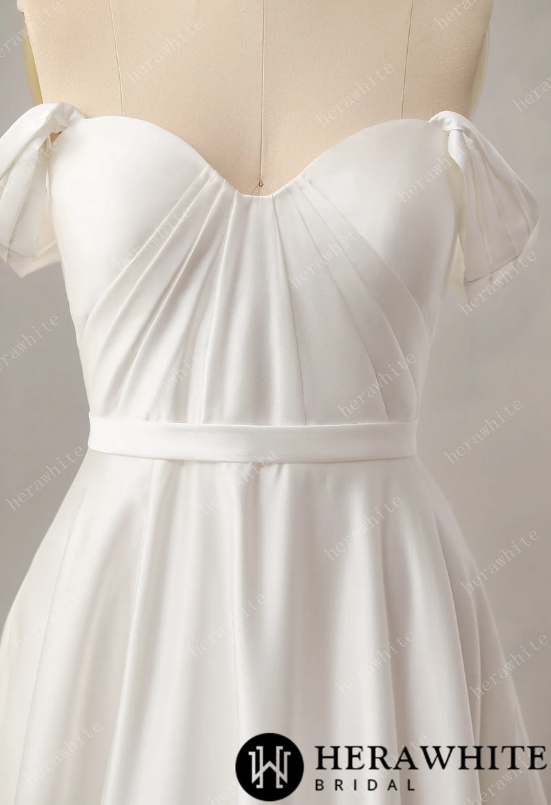 Chic Off the Shoulder A-Line Wedding Dress with Sweetheart Neckline