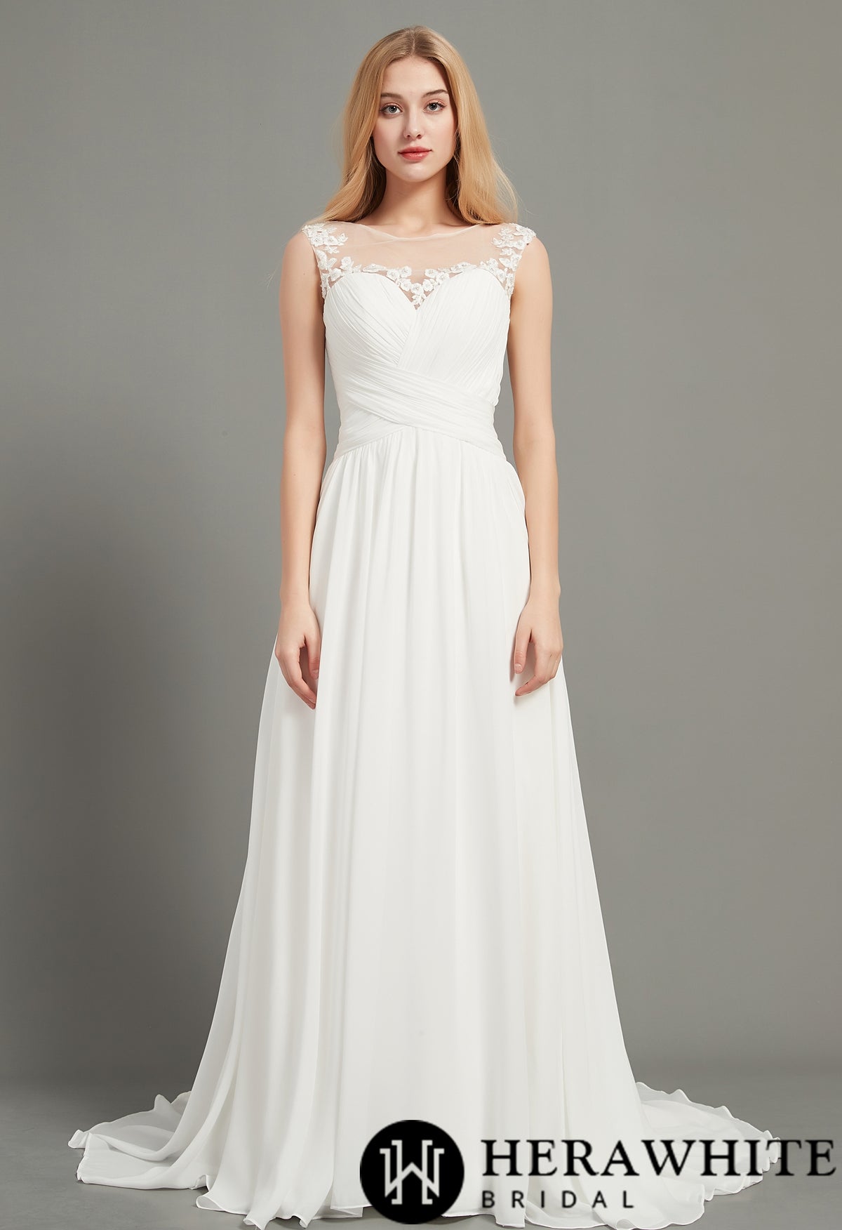 Illusion Bateau Neck A-Line Wedding Dress
