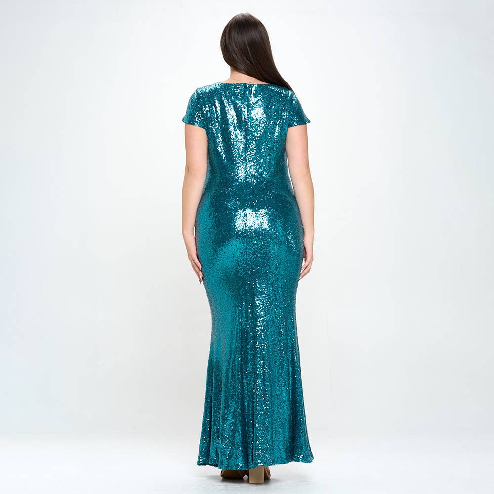 P9019_CAP SLEEVE BOAT NECK SEQUINS