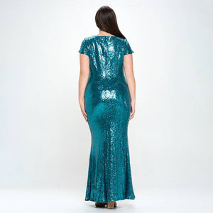 P9019_CAP SLEEVE BOAT NECK SEQUINS
