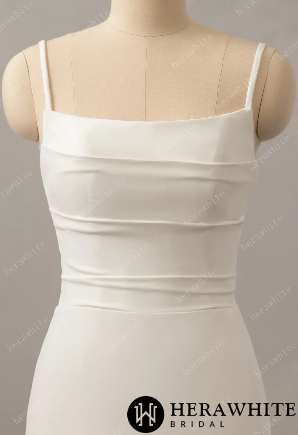 Classic Crepe Fit and Flare with Square Neckline  Wedding Dress
