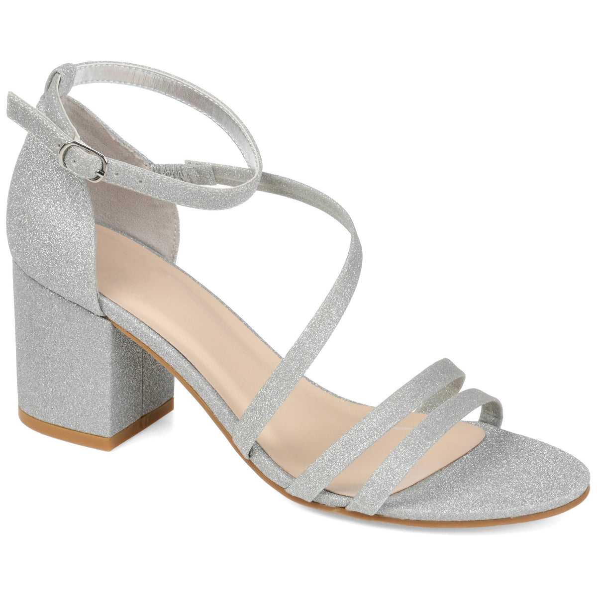 Bella Strappy Heels In Glitter Material