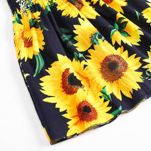 Baby Girl 100% Cotton Allover Sunflower Shirred Cami Dress
