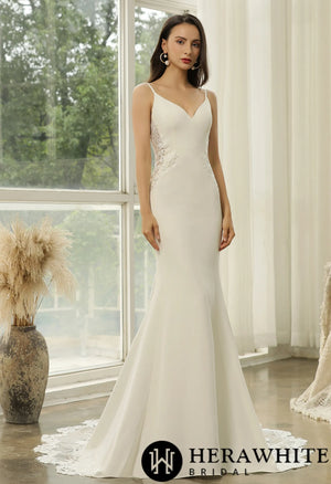 Graceful Illusion Lace Fit and Flare Wedding Dress