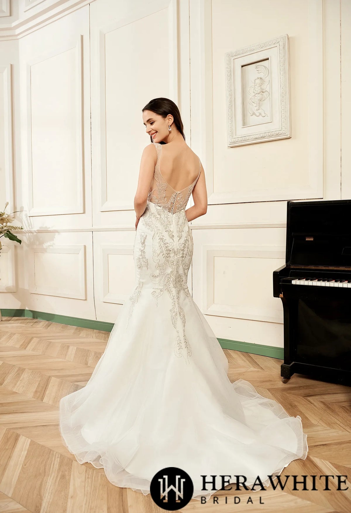 Mermaid Embroidered Heavy Beaded Wedding Dress