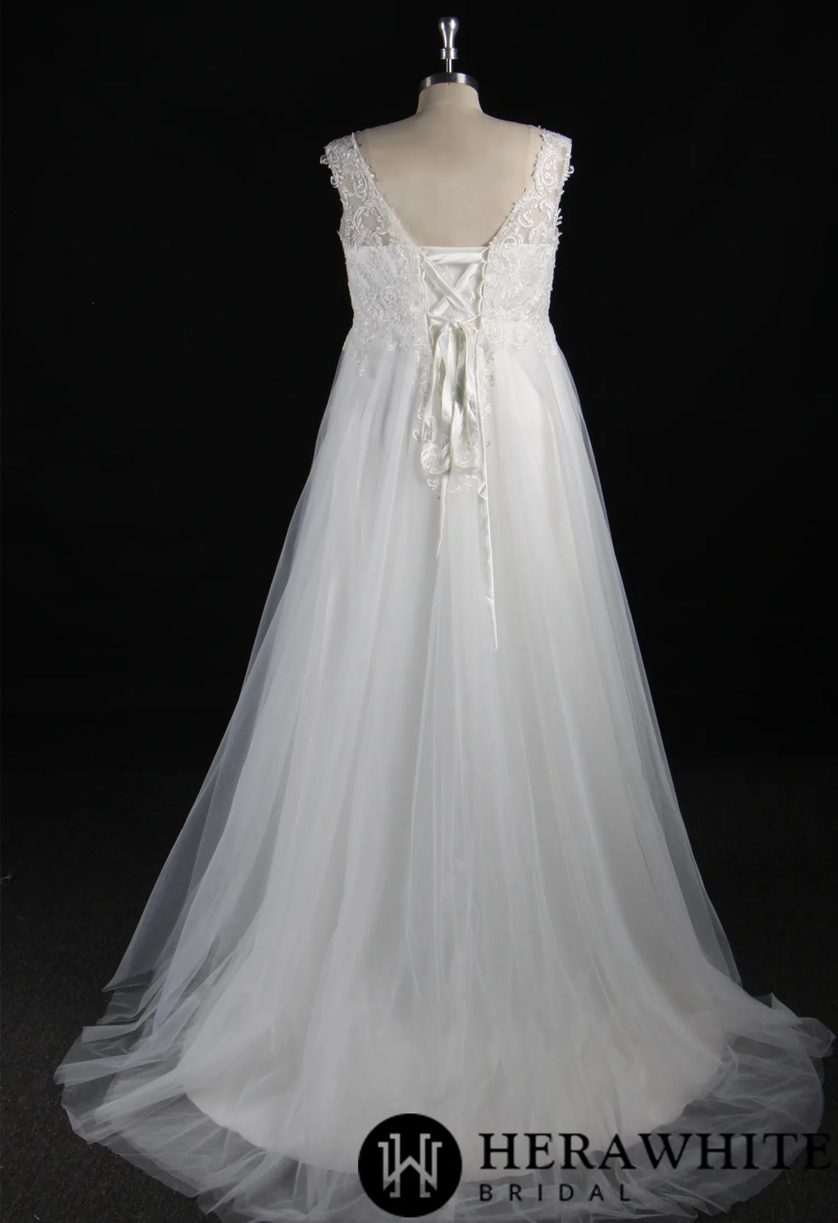 Plus Size Corset Beaded Lace On Tulle Bridal Gown
