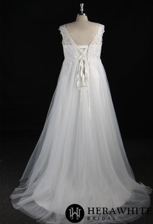 Plus Size Corset Beaded Lace On Tulle Bridal Gown