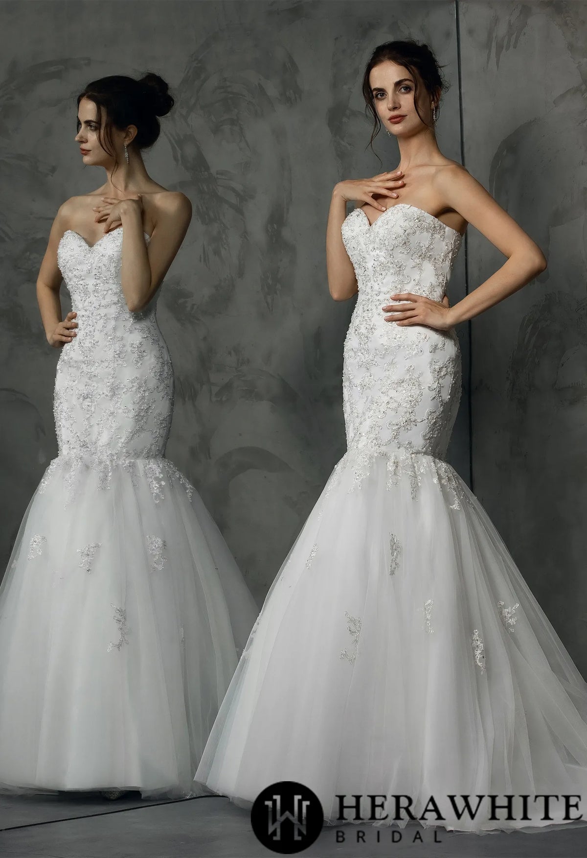 Classic Strapless Heavy beading AppliquÃ©s Mermaid Wedding Dress