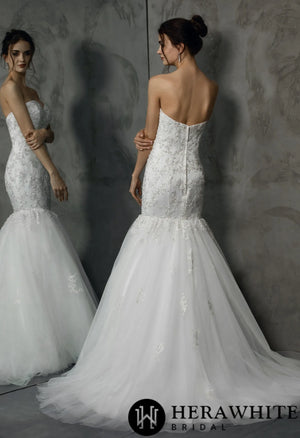 Classic Strapless Heavy beading AppliquÃ©s Mermaid Wedding Dress