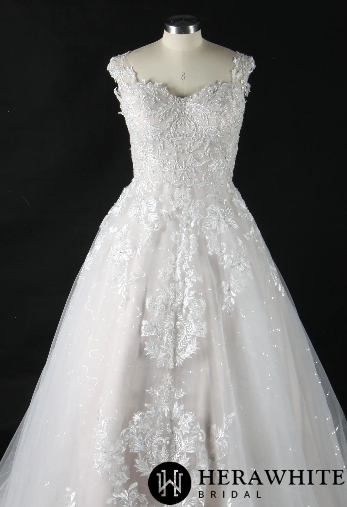 Shimmer Lace Straps A-Line Wedding Dress